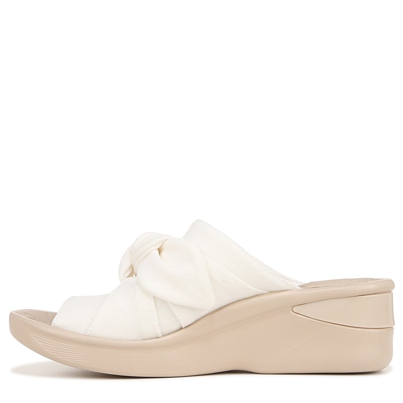 Women's Smile Wedge Sandals (White Fabric)