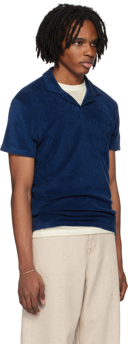 Orlebar Brown Navy Open Placket Polo