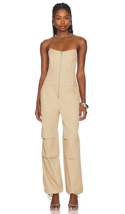 Retrofete Stana Jumpsuit in Tan.  XXS. Also in L, M