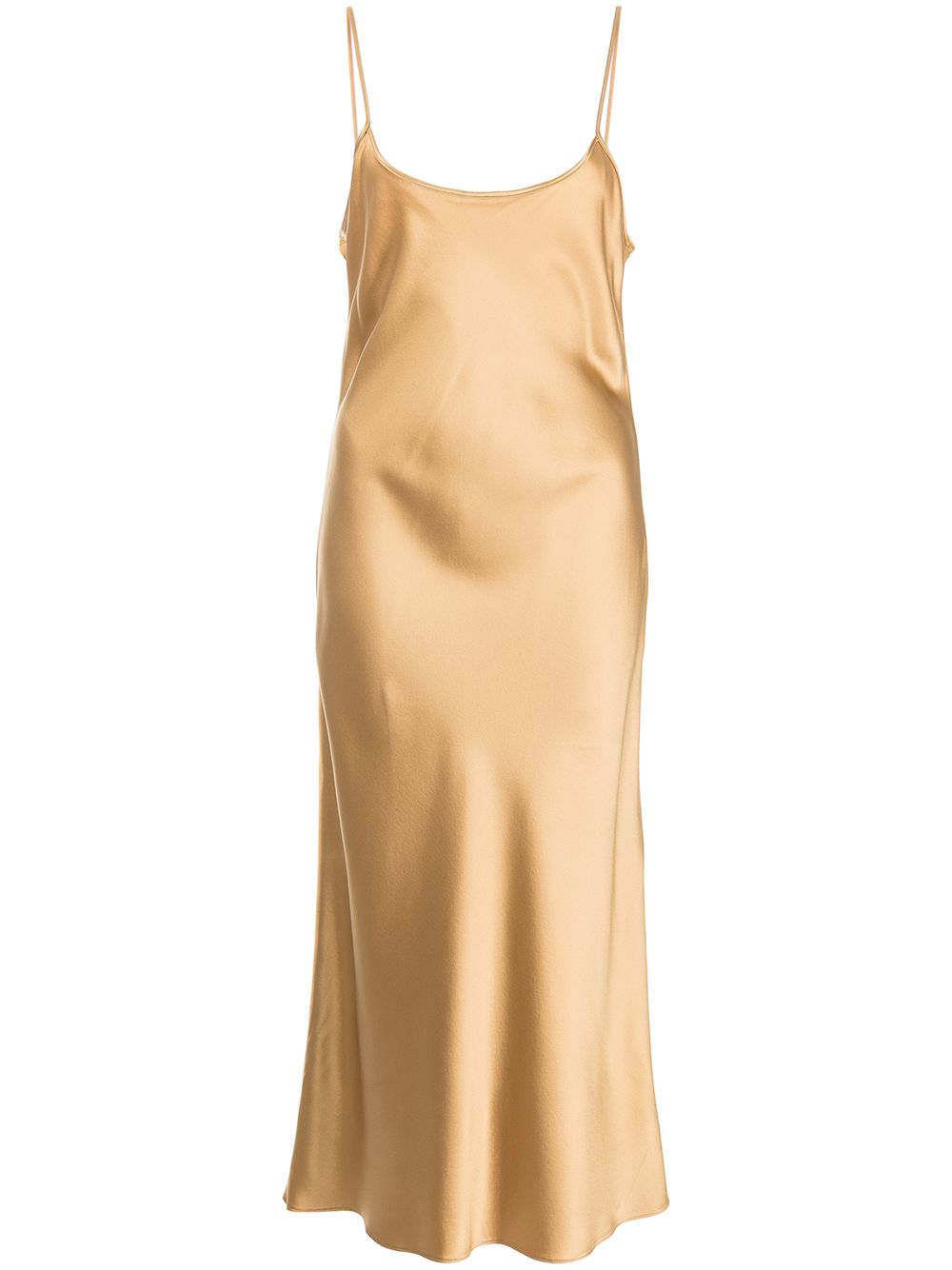Metallic silk midi slip dress - Gold