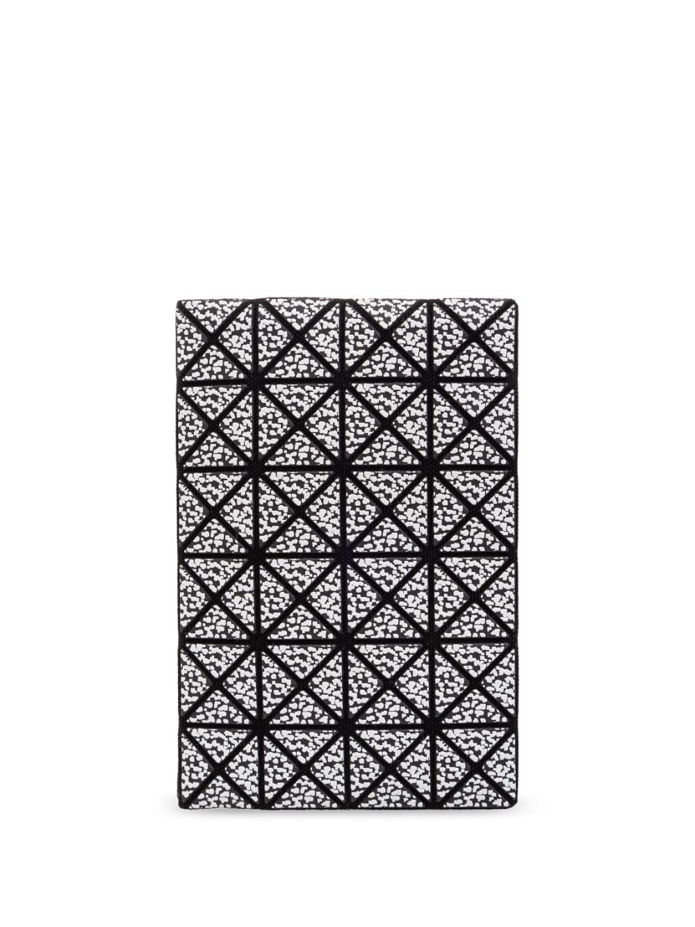 Geometric-pattern cotton card case - Black