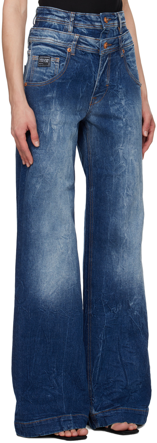 Versace Jeans Couture Indigo Wide Leg Jeans
