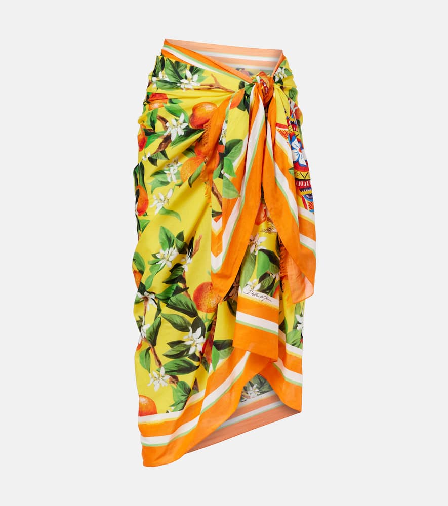 Printed cotton beach cover-up