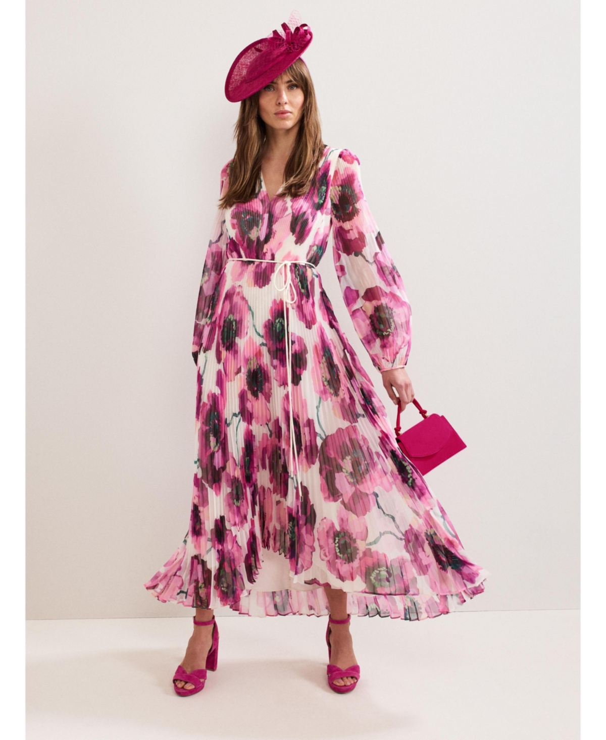 Women's Natalia Floral Pleated Maxi Dress - Pink