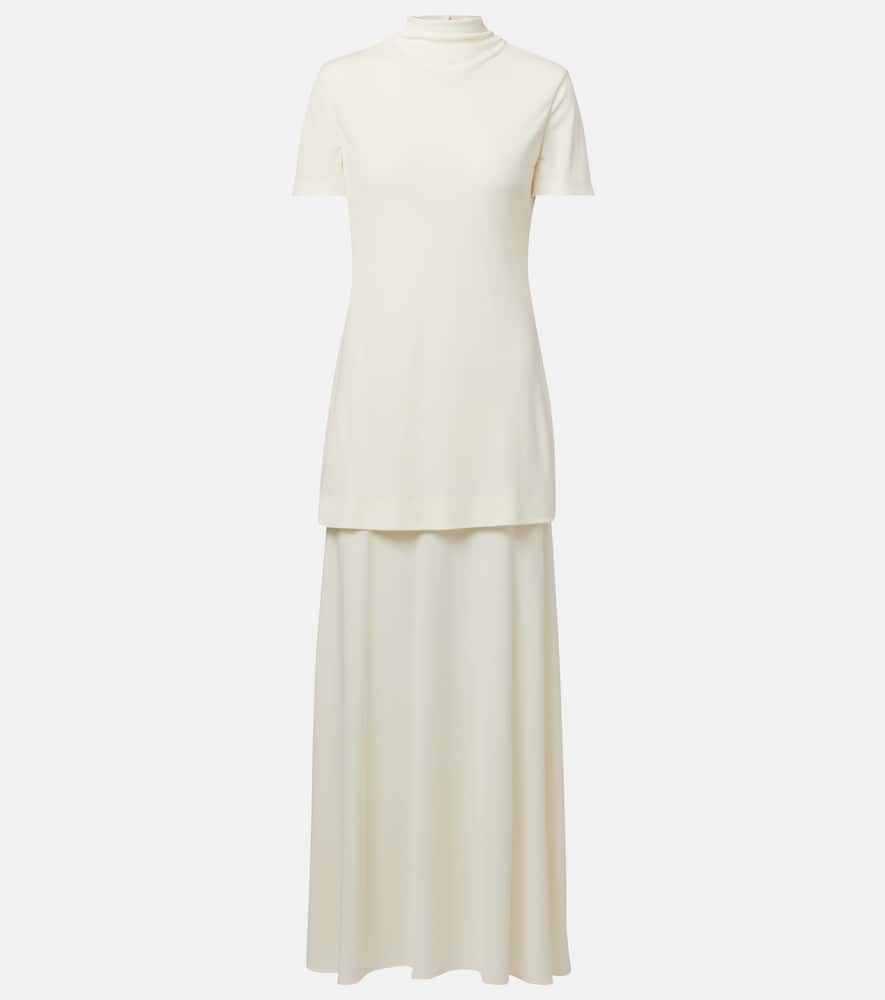 Layered crêpe maxi dress