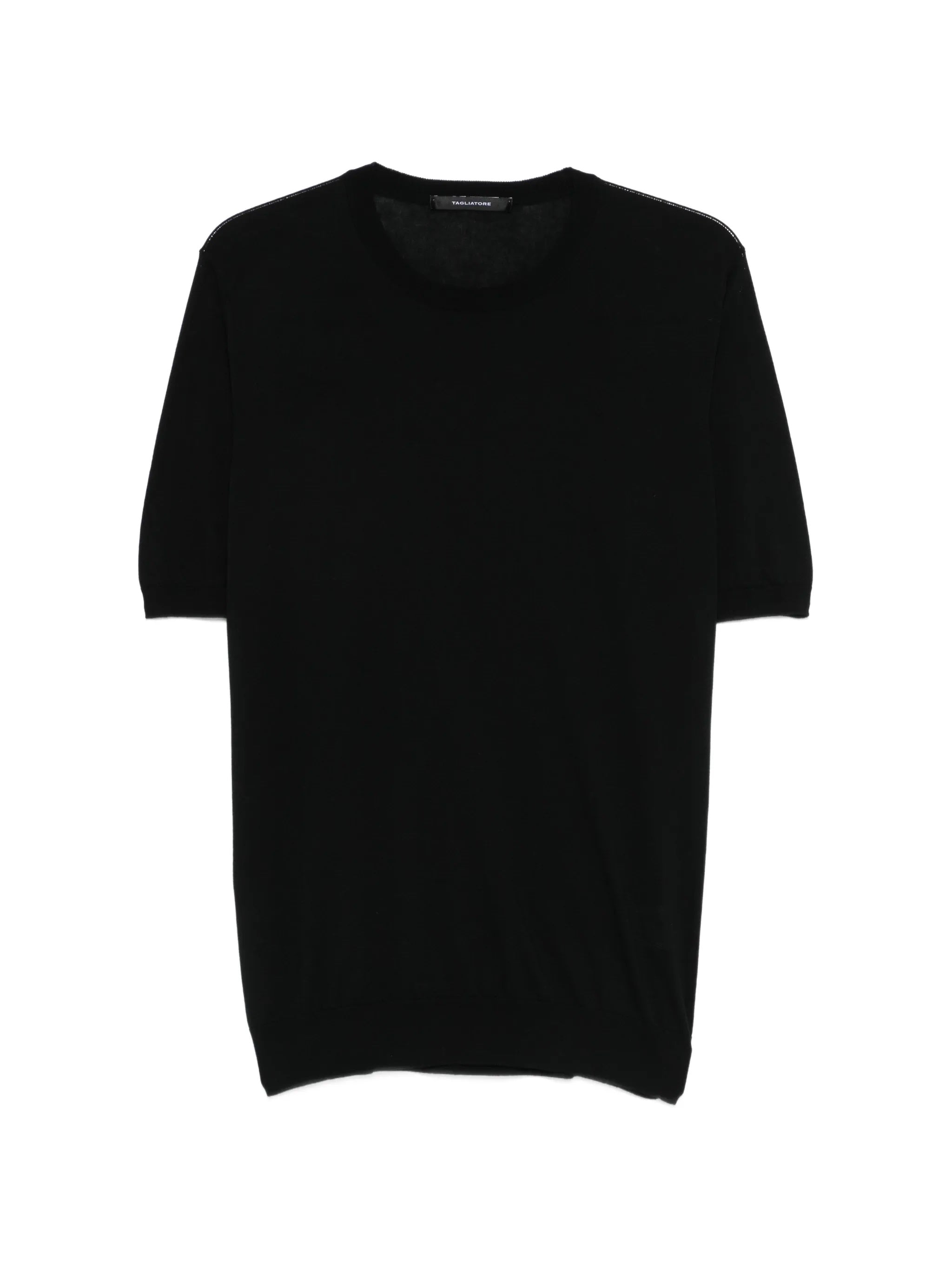 Short-Sleeved Cotton Sweater with Ribbed Edges
