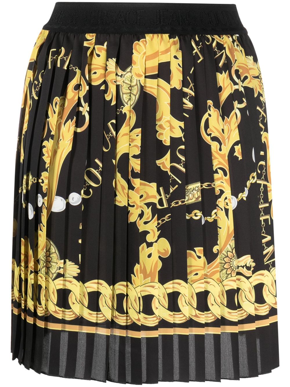 Logo-print pleated miniskirt - Black