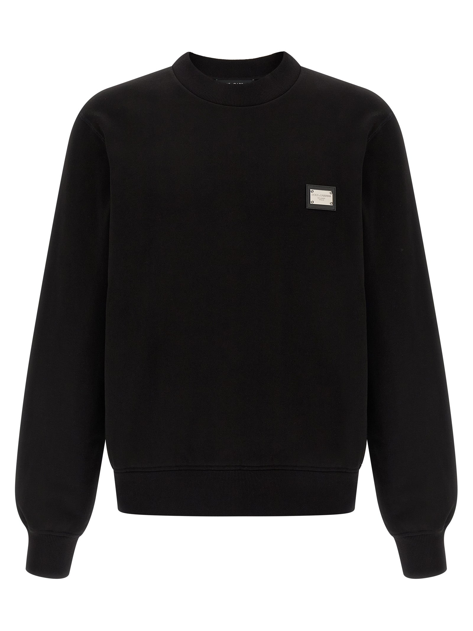 Brushed Cotton with Logo Patch Sweatshirt — Black