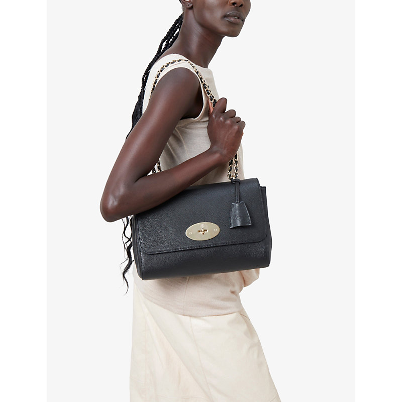 Womens Black Lily Medium Leather Shoulder bag 
