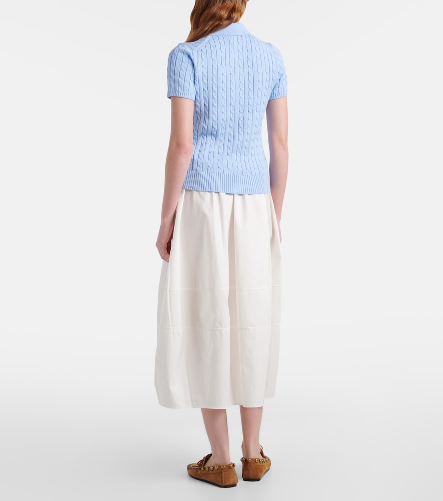 Cotton poplin midi skirt
