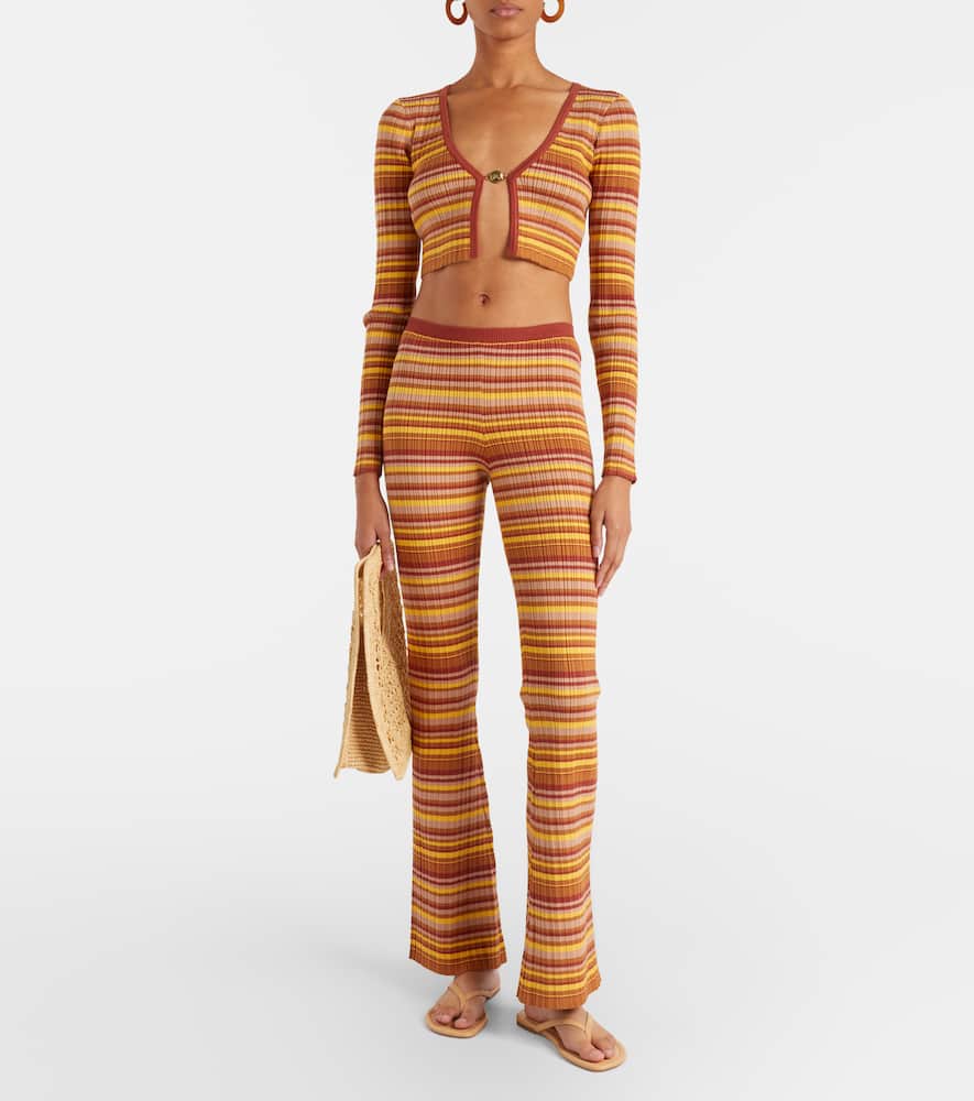 Ann ribbed-knit striped cropped cardigan