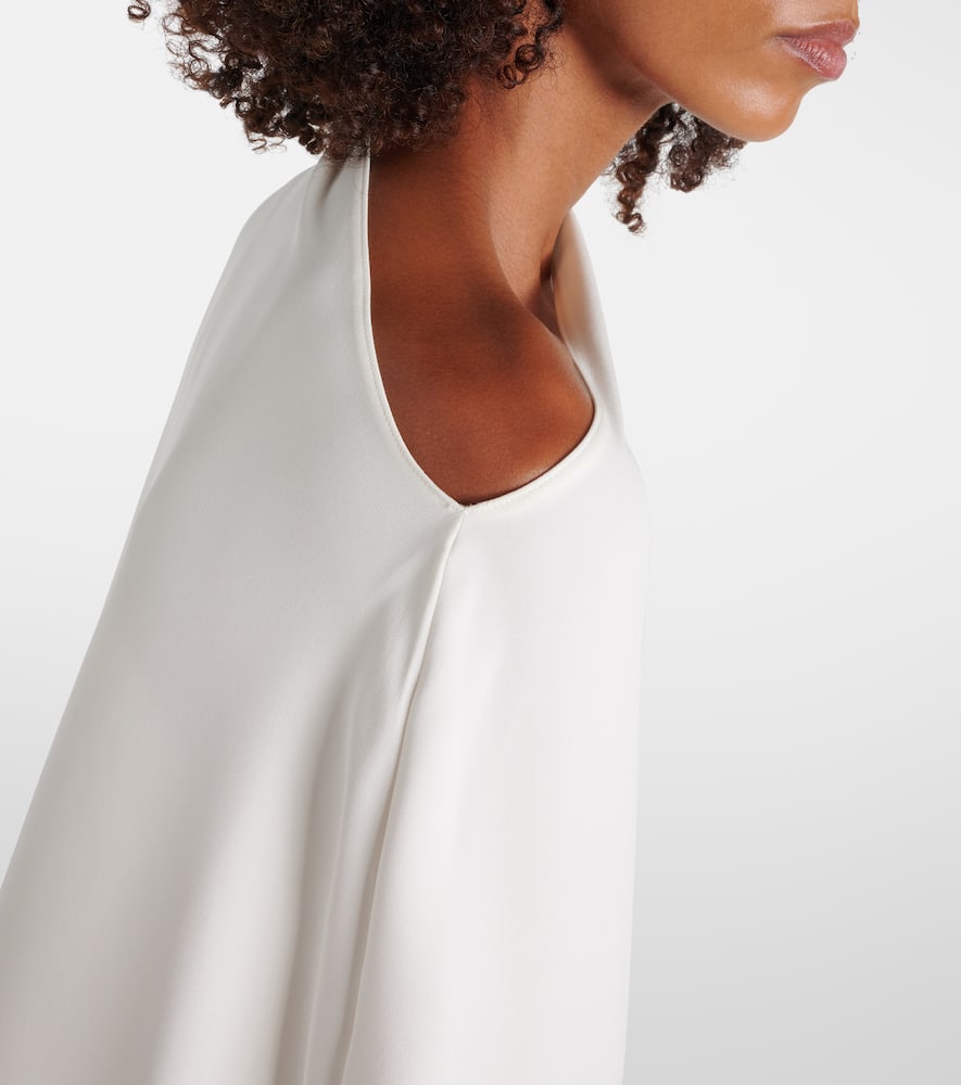 Caped asymmetric silk midi dress