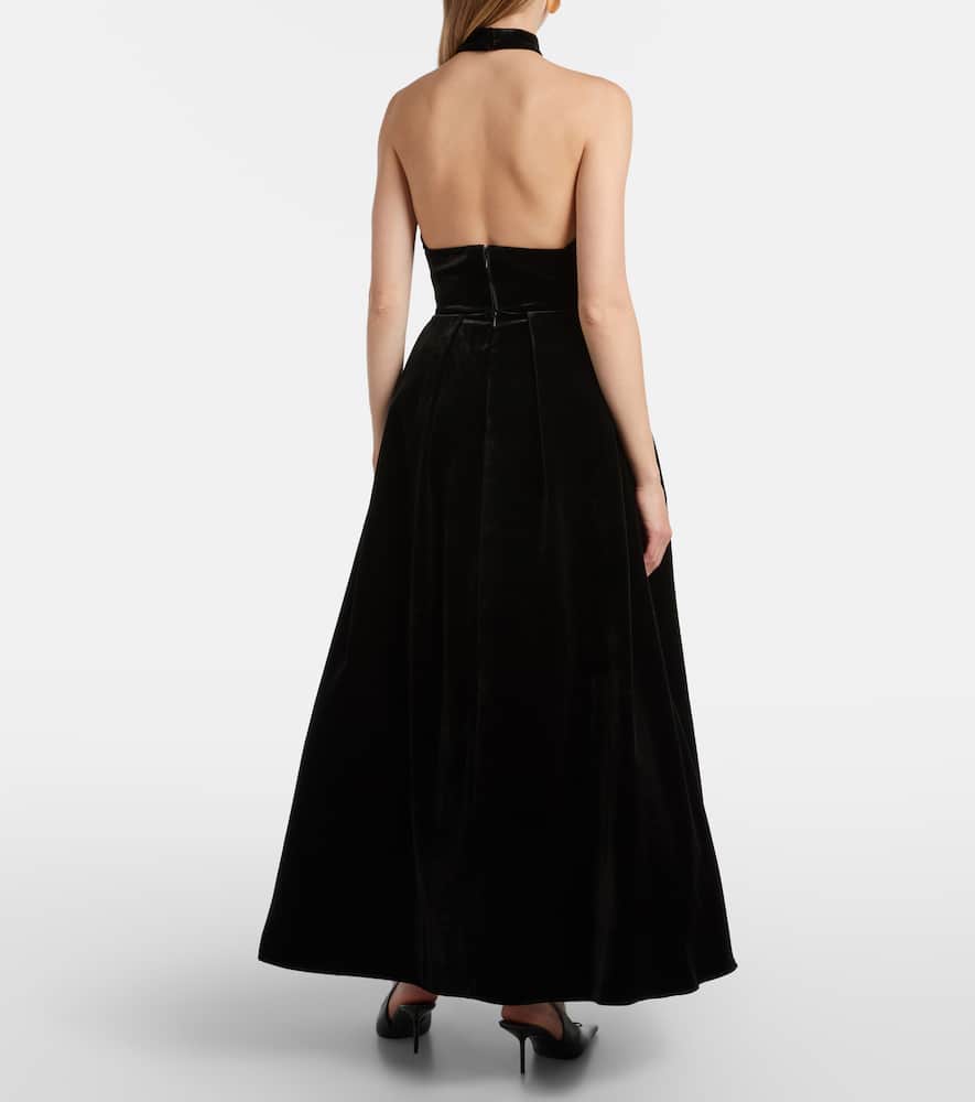 Halterneck velvet gown