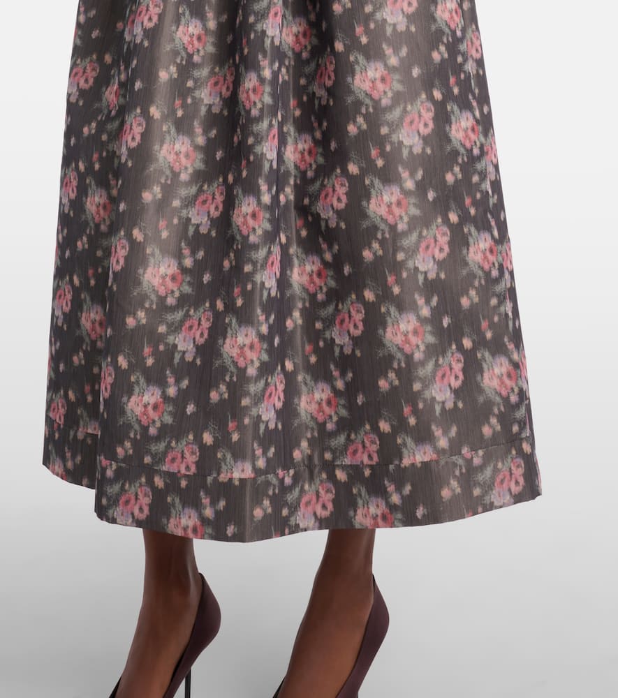 Apple floral taffeta corset midi dress