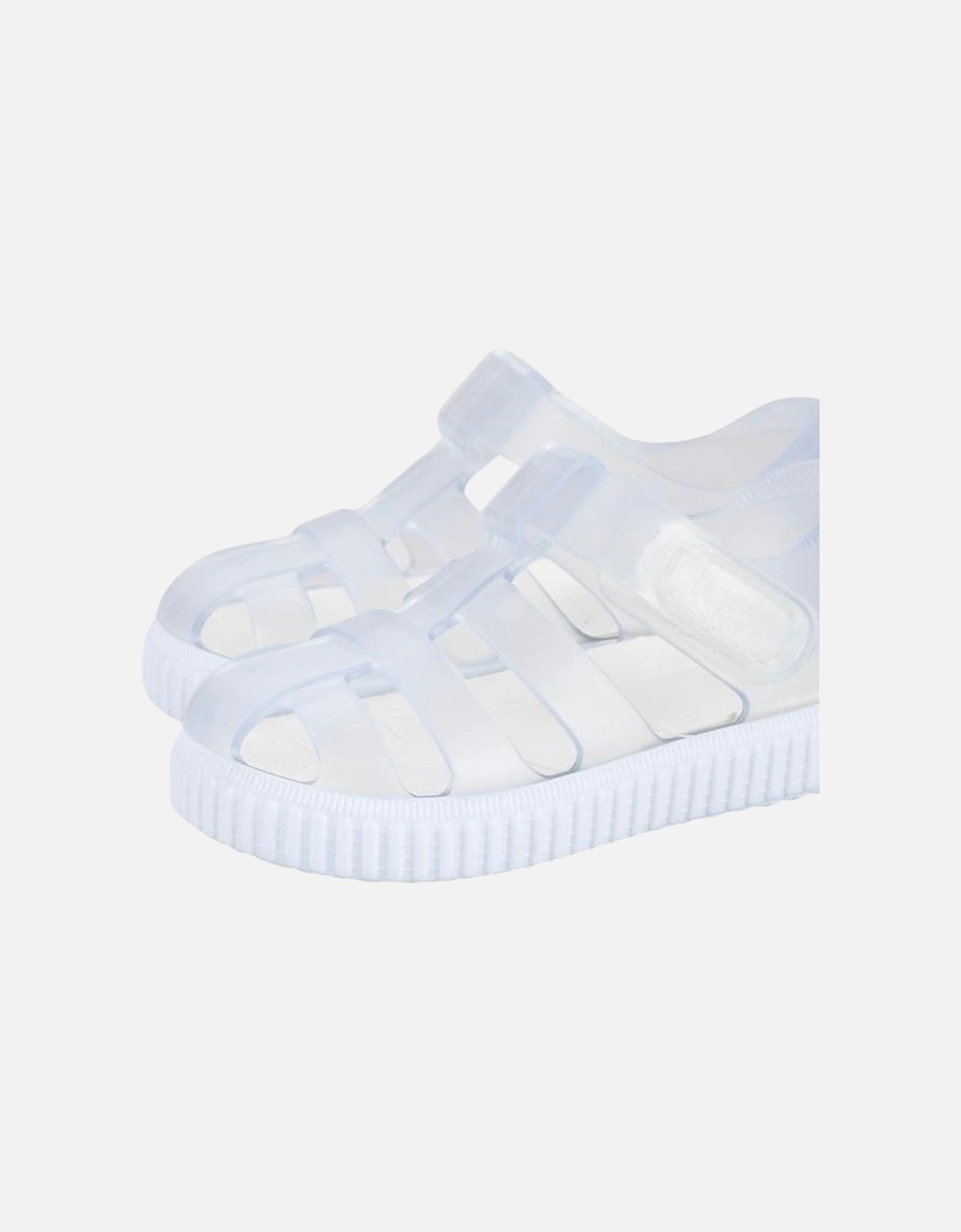 Igor Girl's White Clear Velcro Strap Jelly Sandal