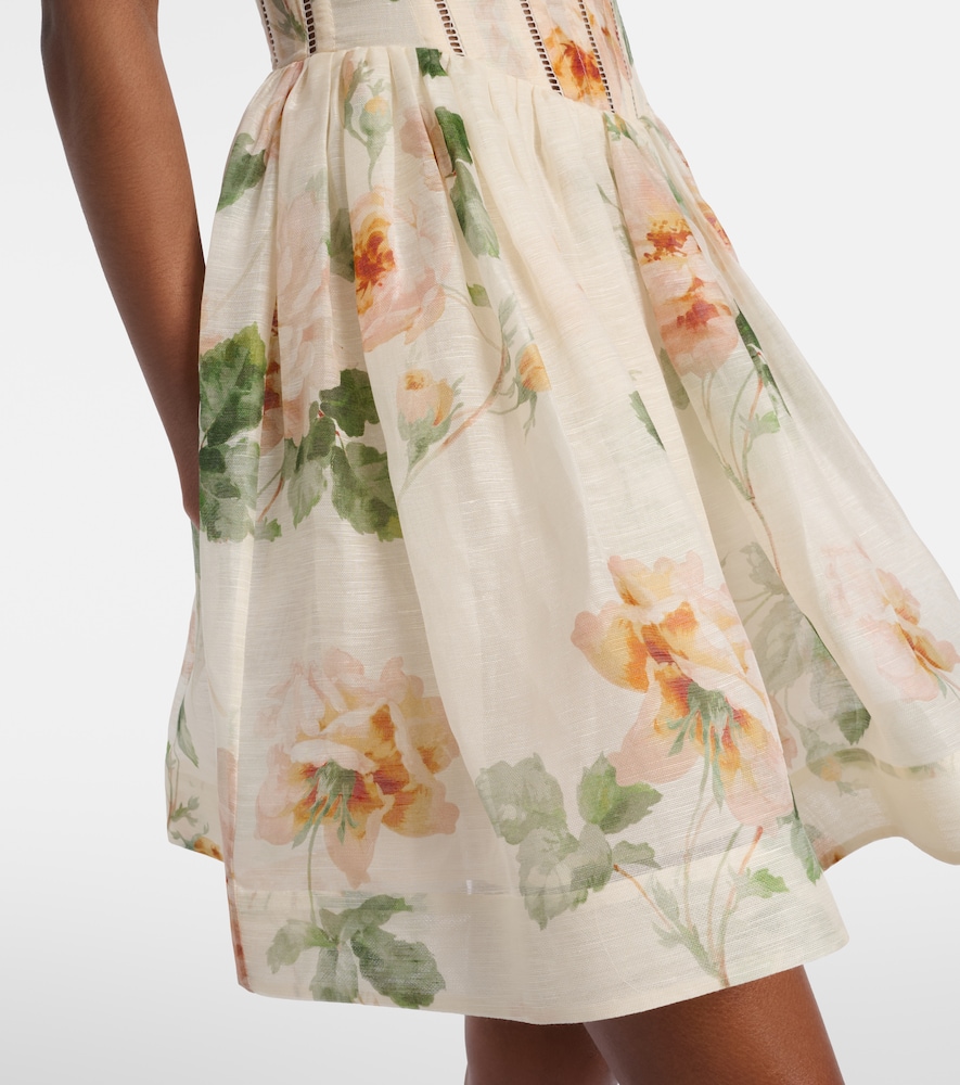 Carousel floral silk and linen bustier dress