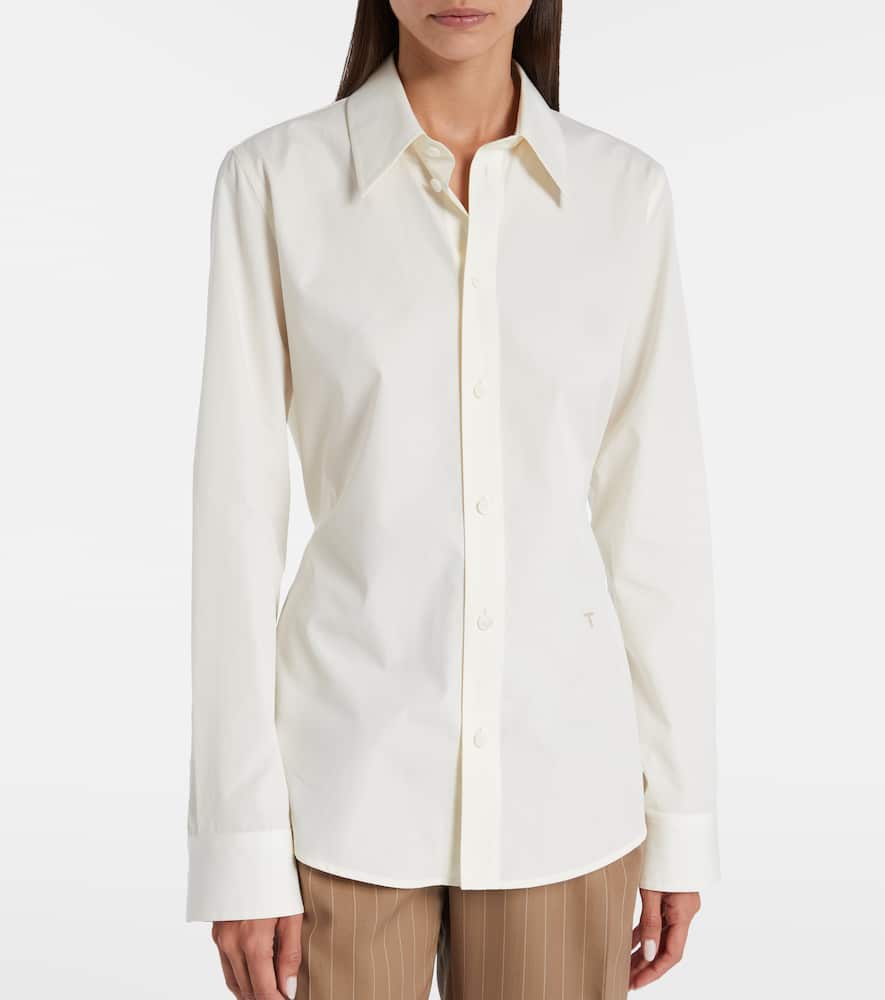 Belted cotton poplin shirt