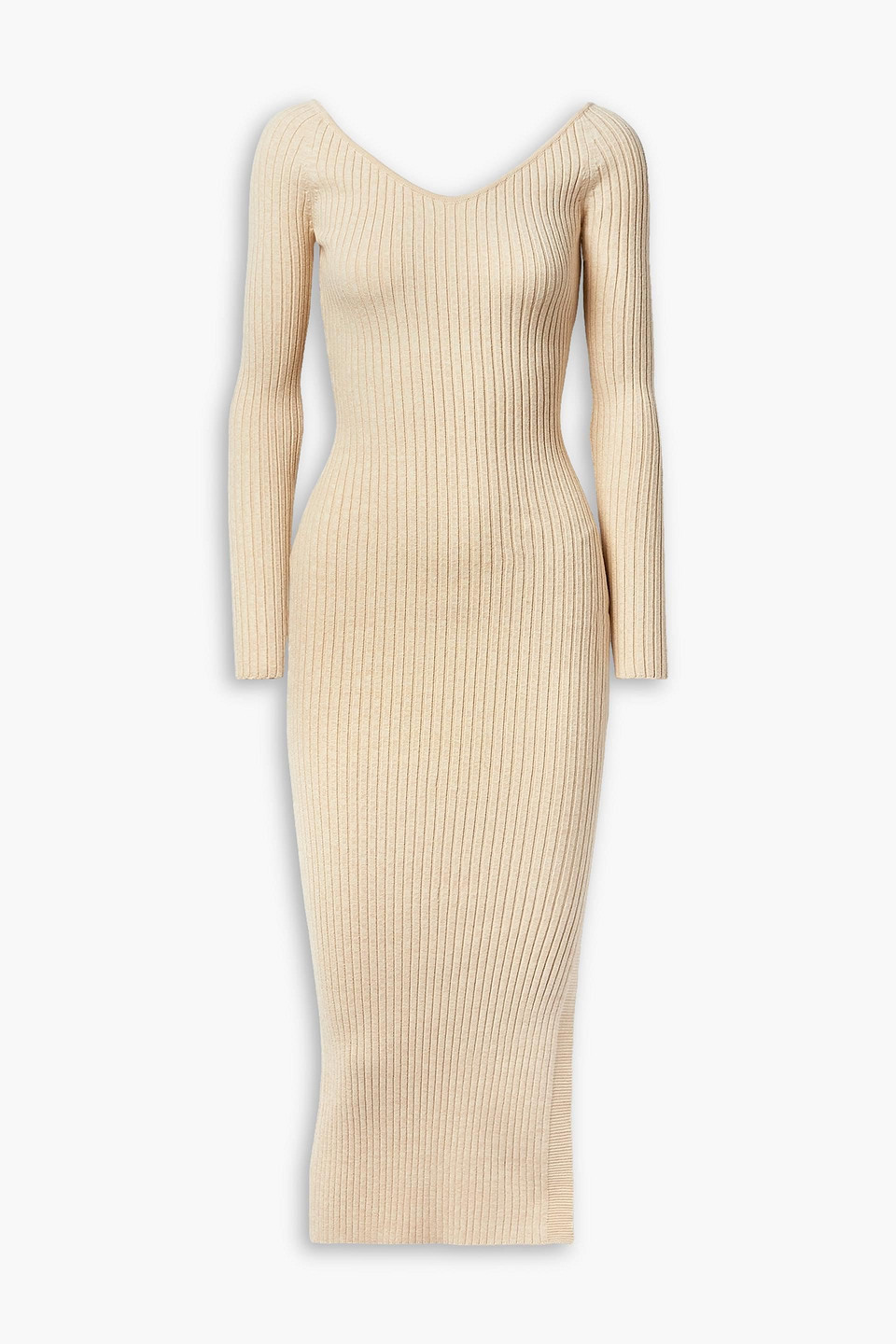 ANNA QUAN - Helena ribbed cotton-blend midi dress - Neutral - UK 14