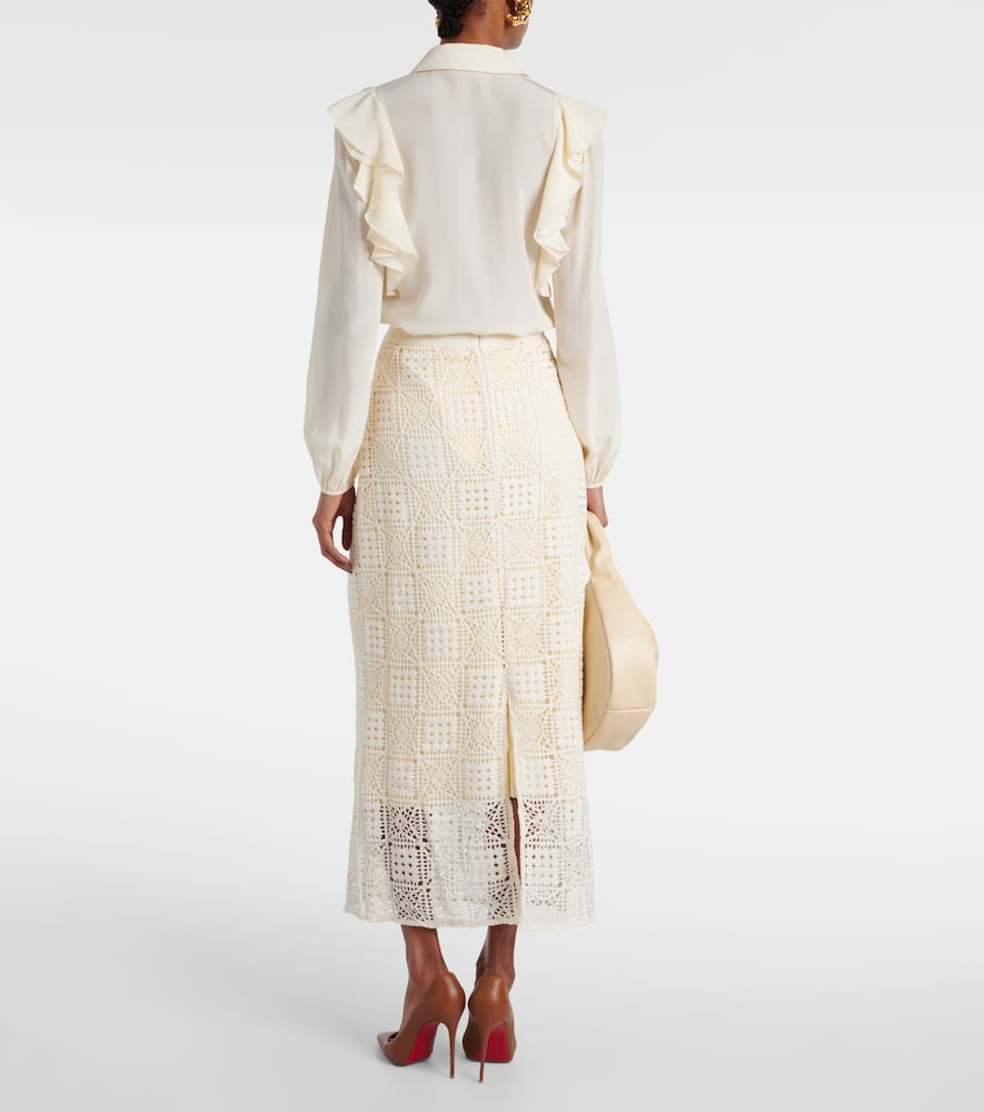 Rayure crochet cotton maxi skirt
