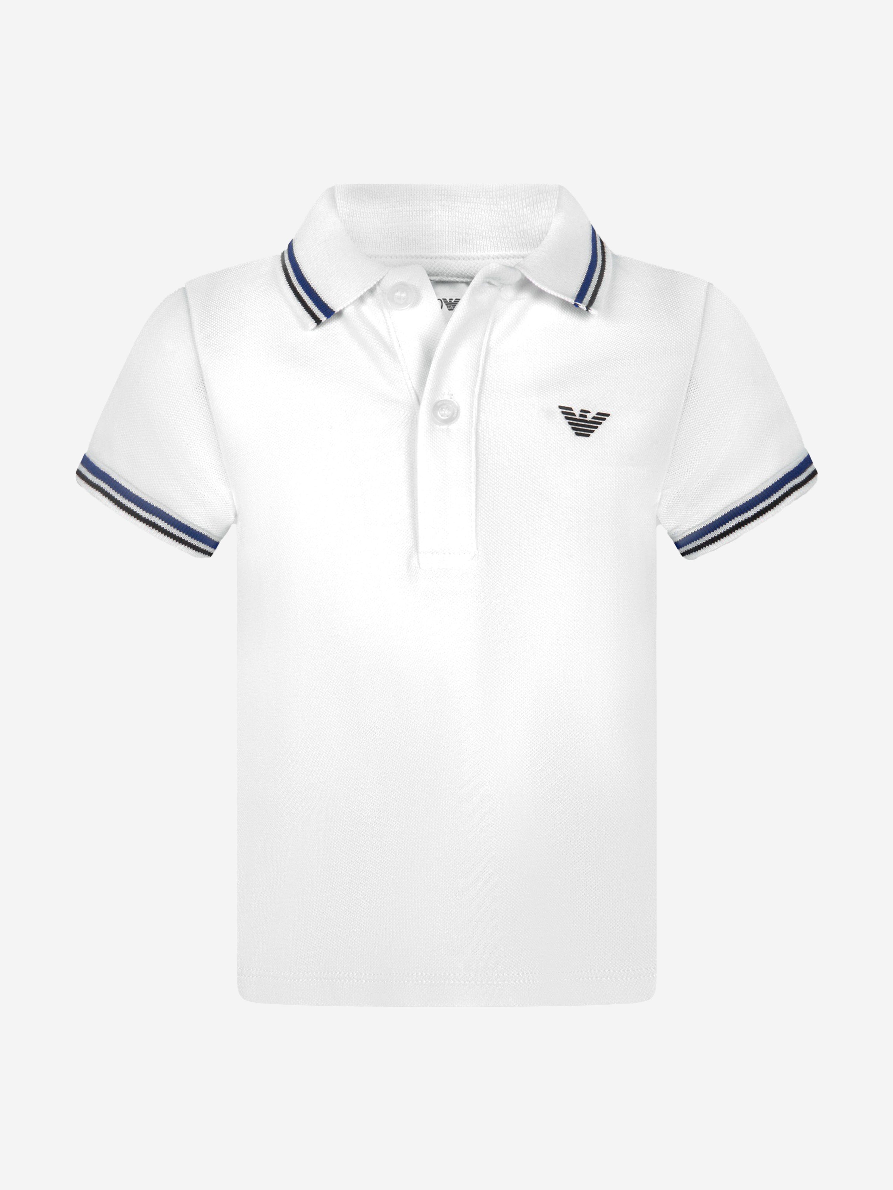 Emporio Armani Baby Boys Logo Polo Shirt In White 12 Mths