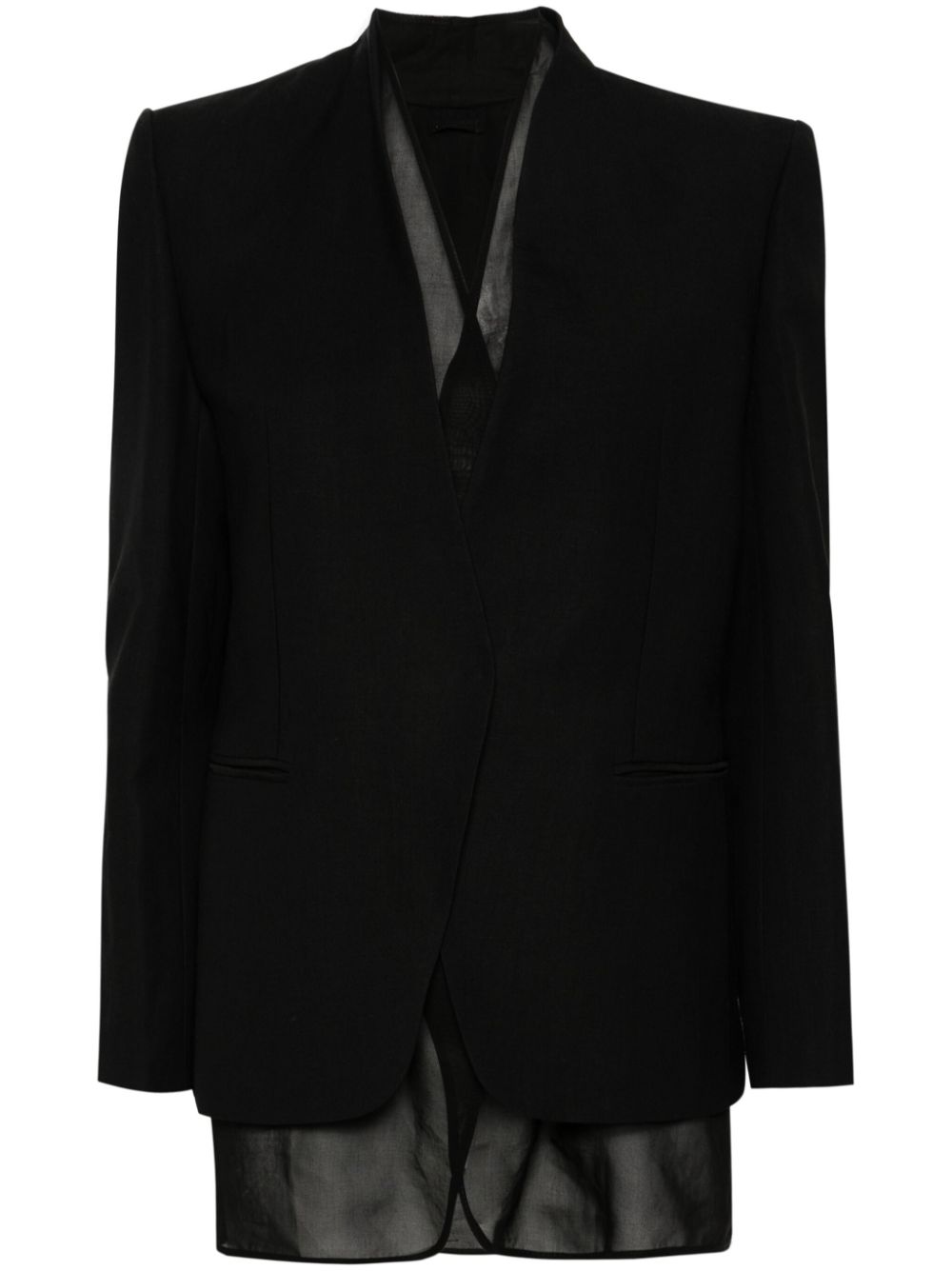 Layered single-breasted blazer - Black