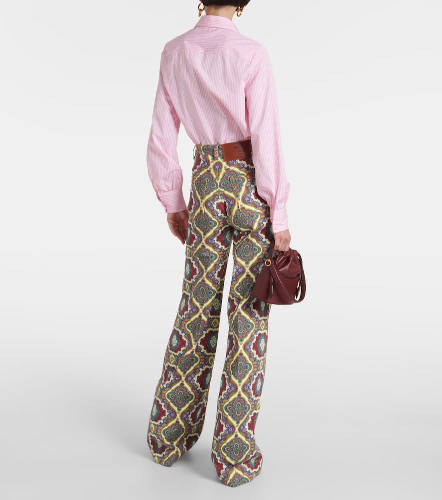 Printed high-rise wide-leg jeans