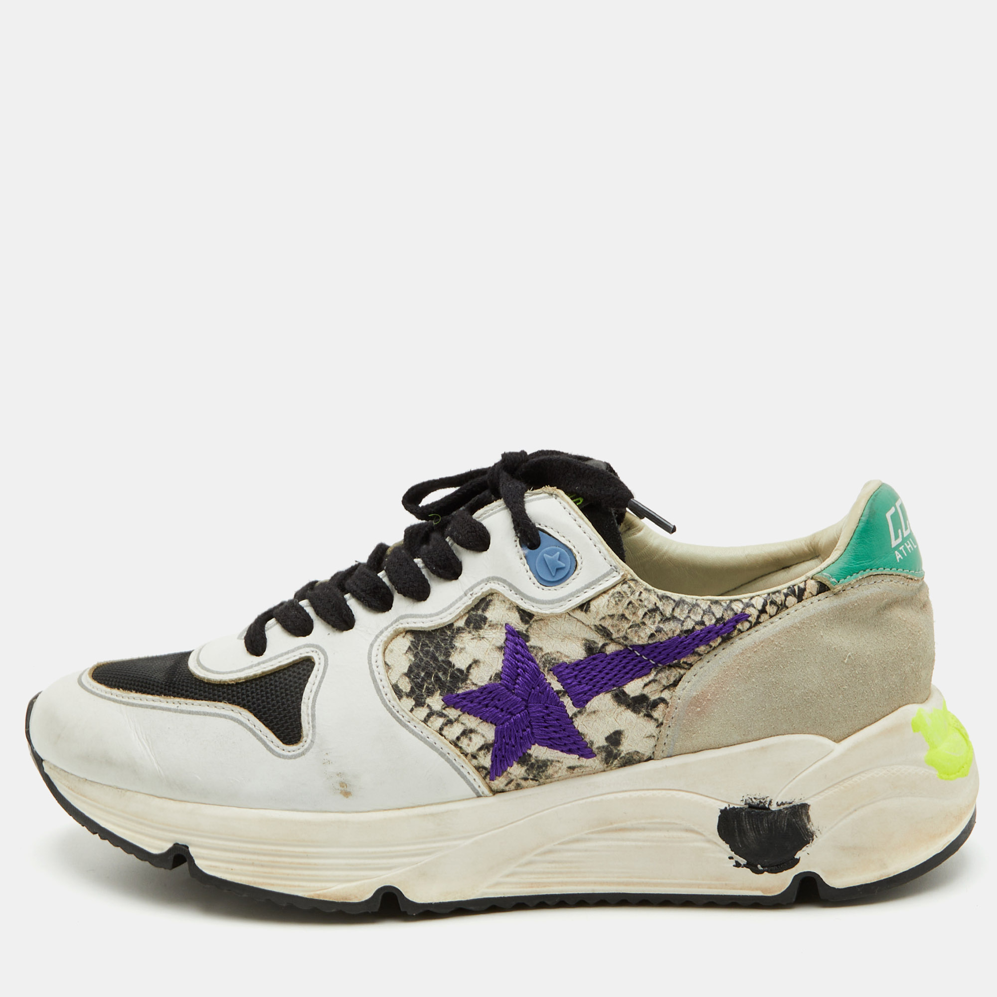 Golden Goose Running Sole 39 Multicolor Leather and Suede Low Top Sneaker