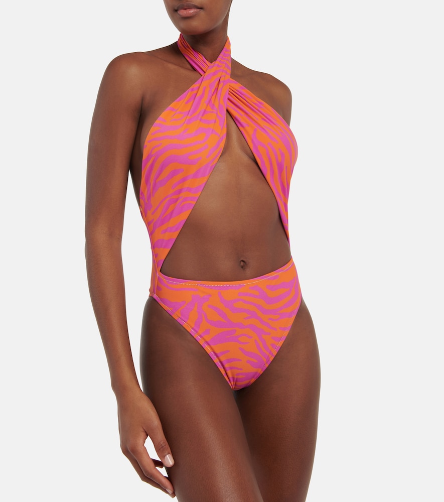 Reina Olga Italian Stallion zebra-print swimsuit