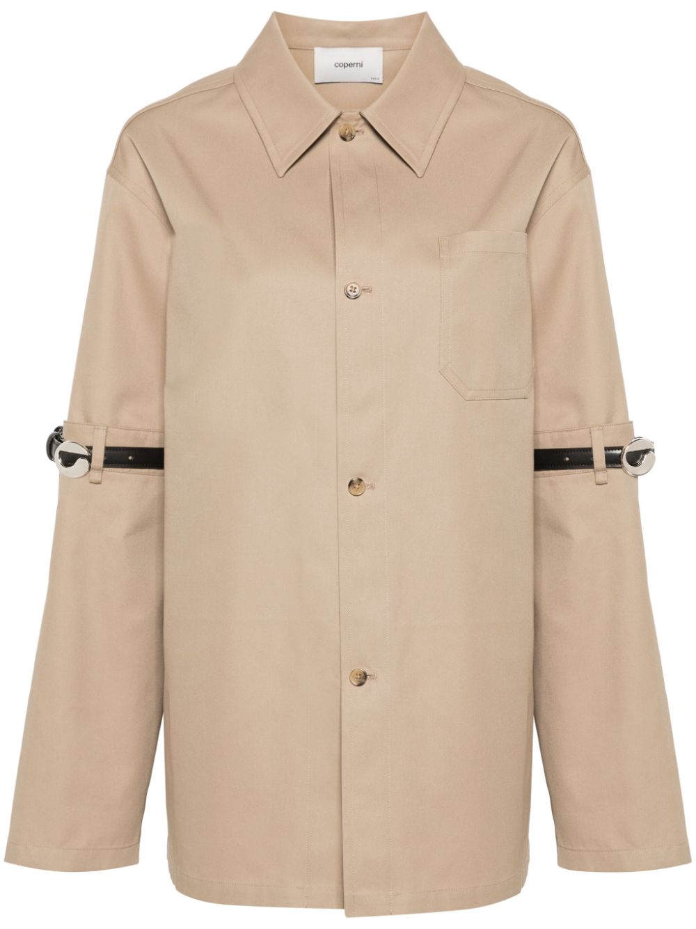 Belted-sleeve logo-detail jacket - Neutrals