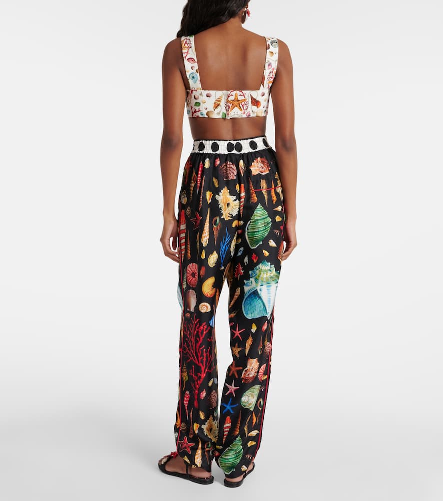Capri printed silk satin pants