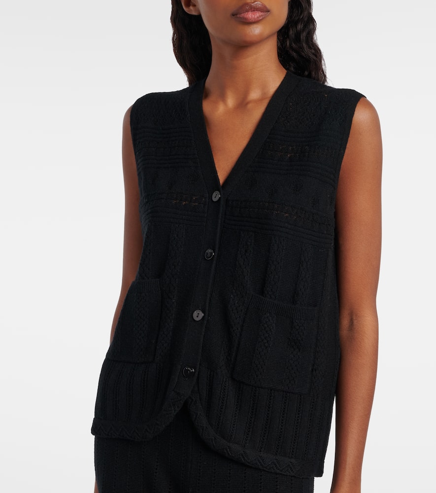 Mixte pointelle wool and cashmere sweater vest