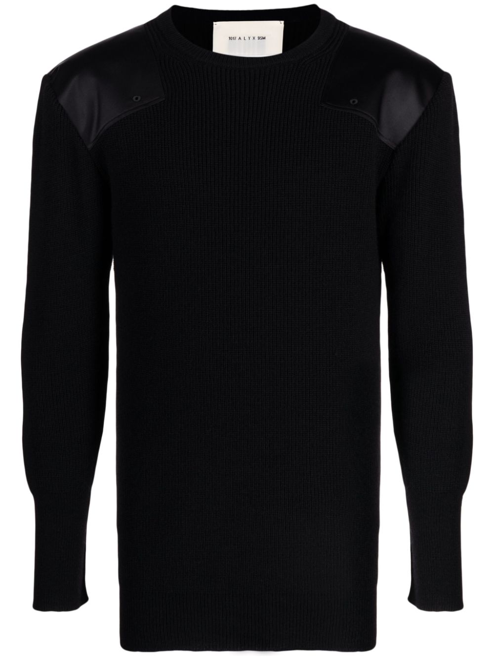 Contrasting-patches ribbed-knit jumper - Black
