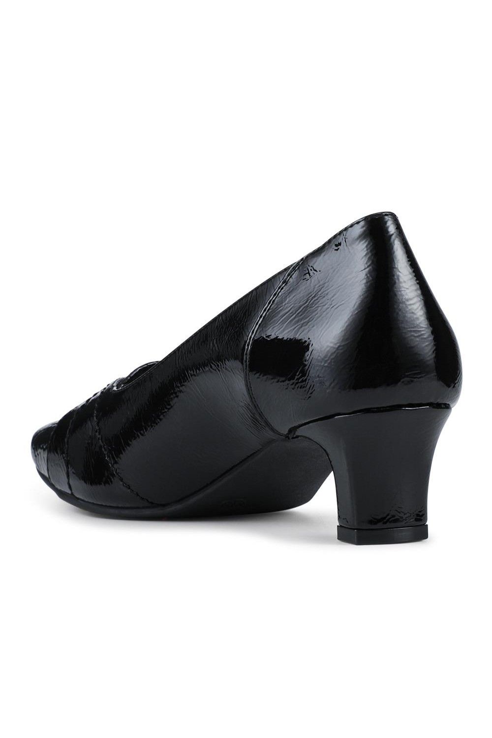 Pavers Smart Kitten Heel Court Shoes In Jet Black