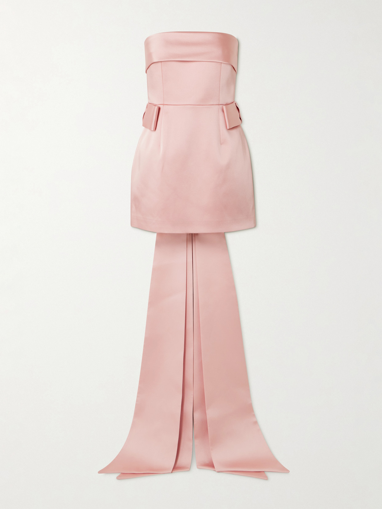 Lalani Strapless Bow-embellished Duchesse-satin Mini Dress - Pink