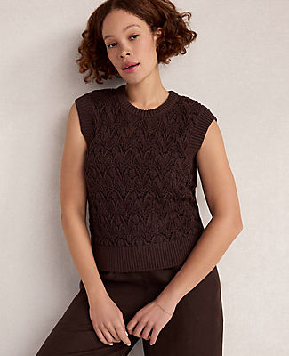 Ann Taylor Haven Well Within Organic Cotton Chain Pointelle Sweater Vest