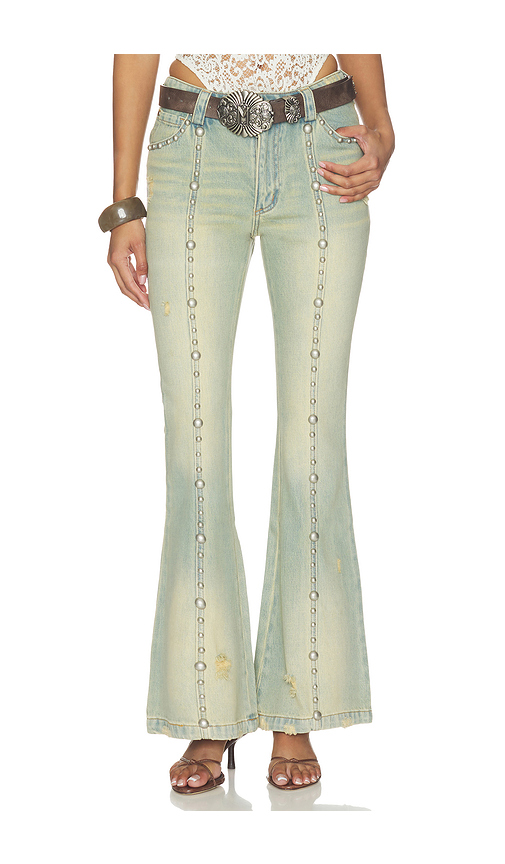 Markgong Studded Flared Jeans in Blue. 34/2. Also /4, 38/6, 40/8