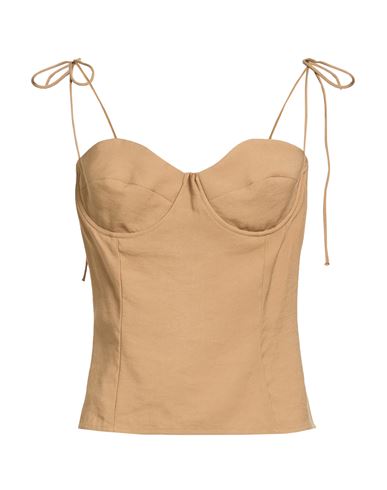 Woman Top Khaki Size 10 Viscose, Polyester