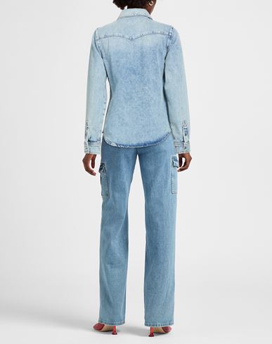 Fitted Heritage Shirt Woman Denim shirt Blue Size M Cotton, Recycled cotton