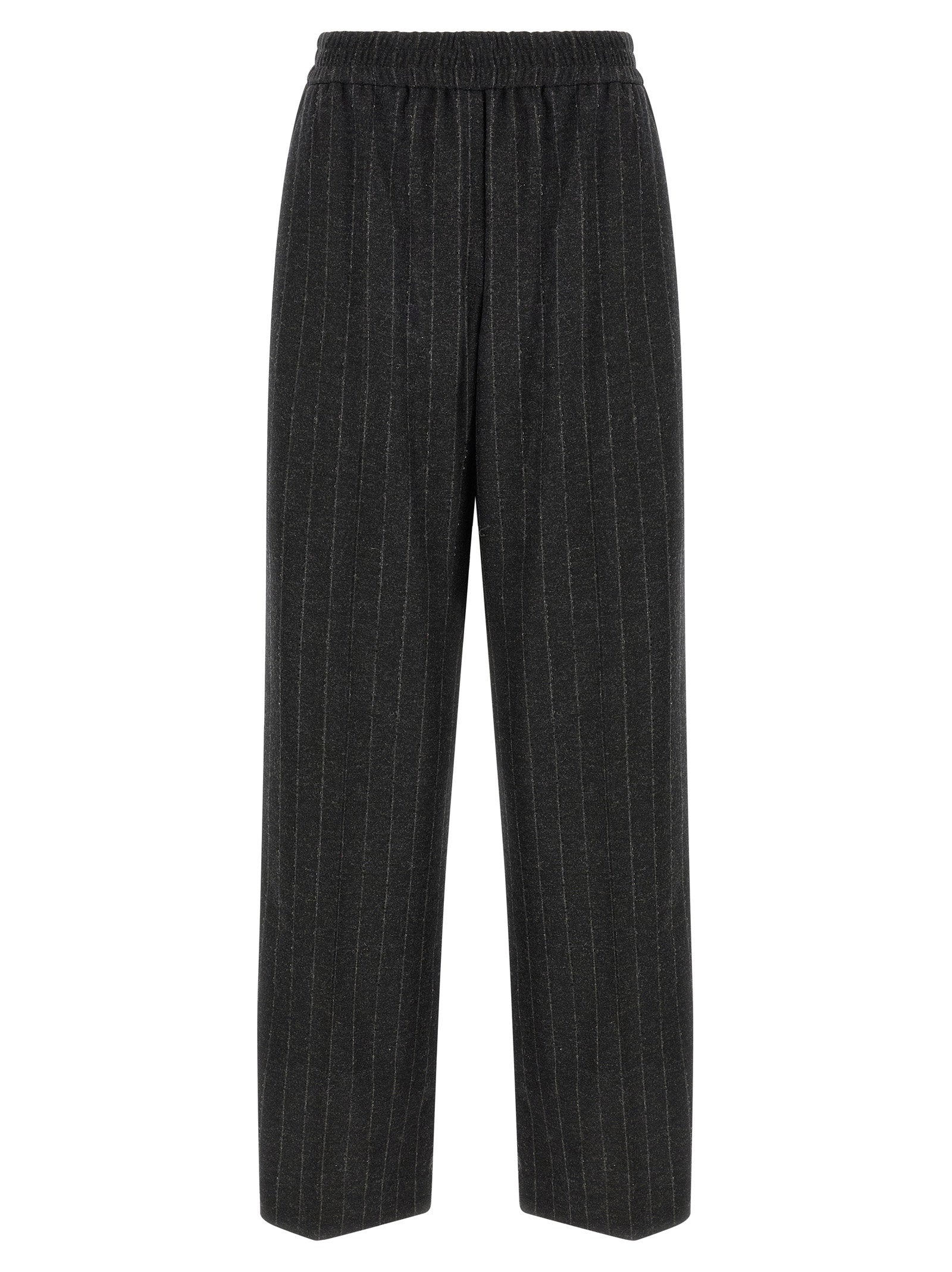 Micro-Sequin Pinstripe Trousers — Charcoal