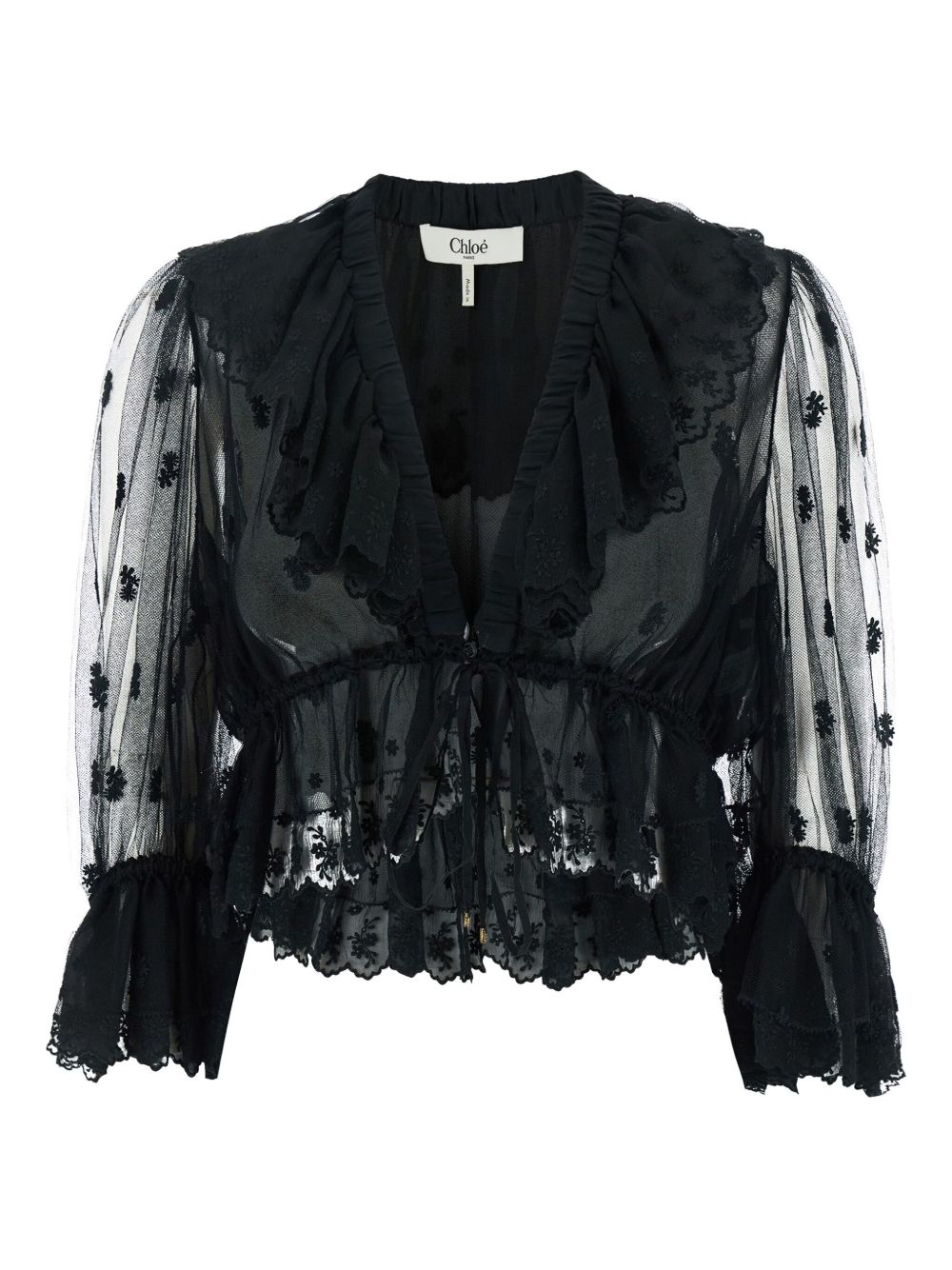 Chloé ruffle-detail sheer blouse - Black