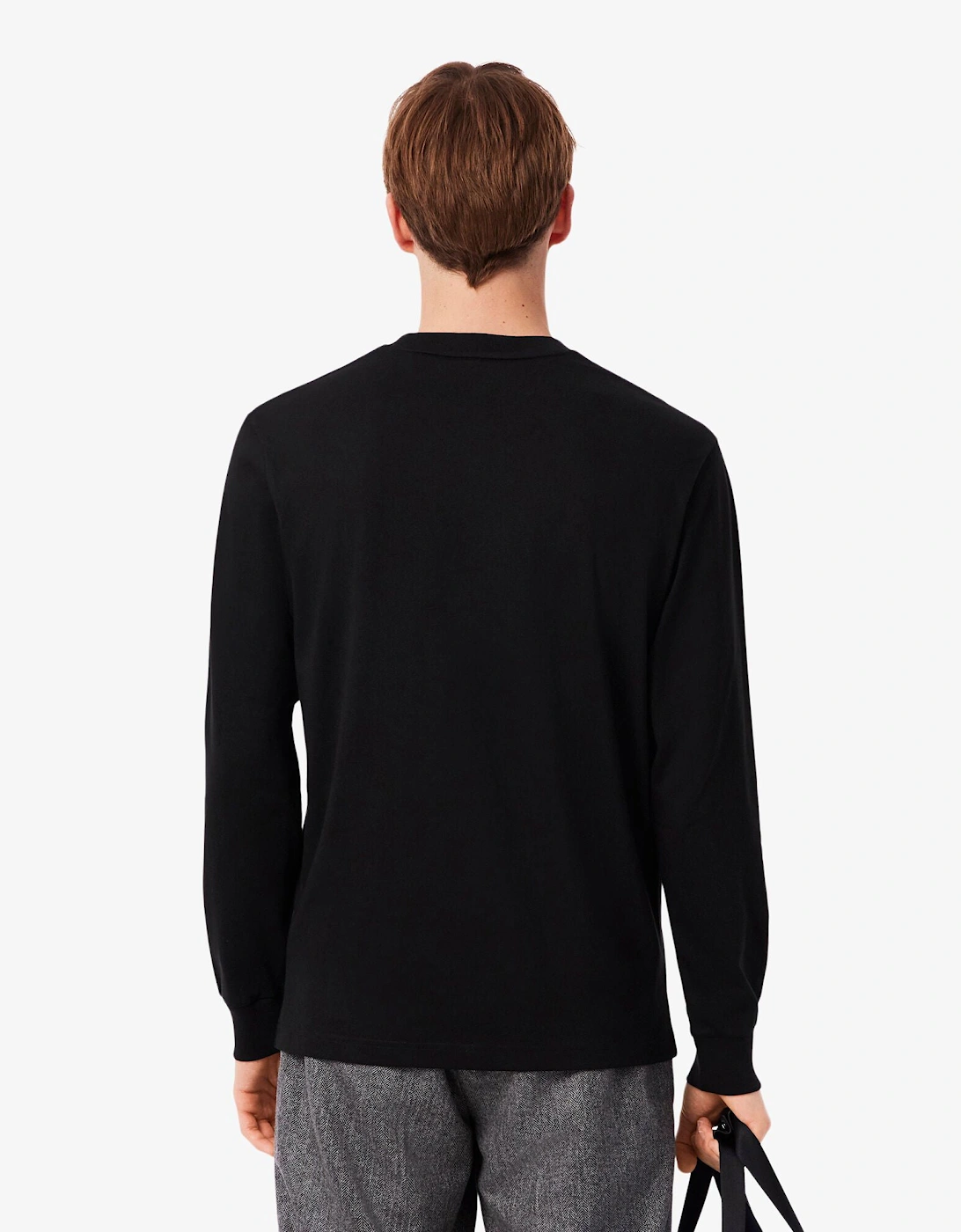 Men's Lacoste Long Sleeved Cotton Mens T-Shirt - Black