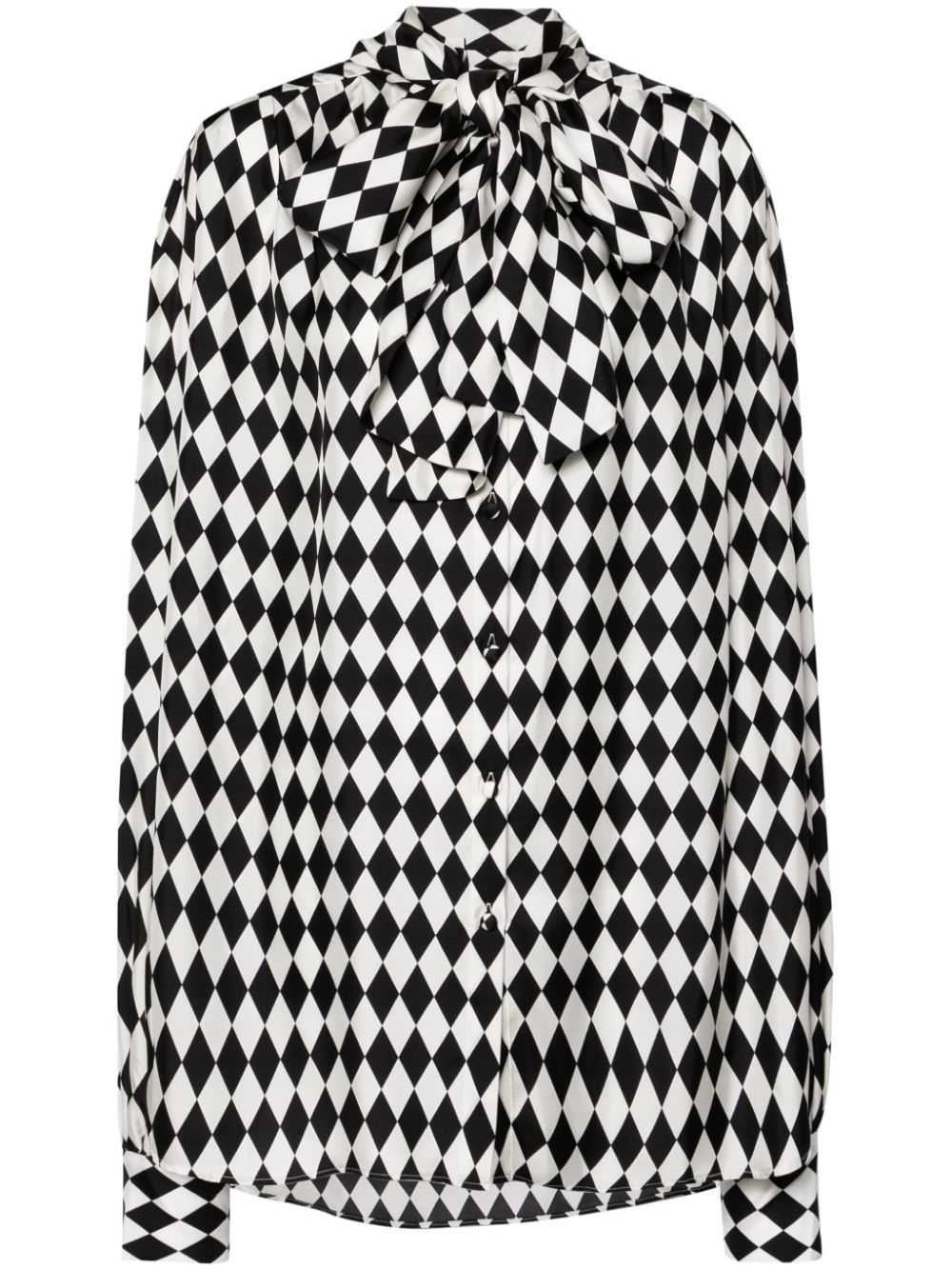 Geometric-pattern silk shirt - White