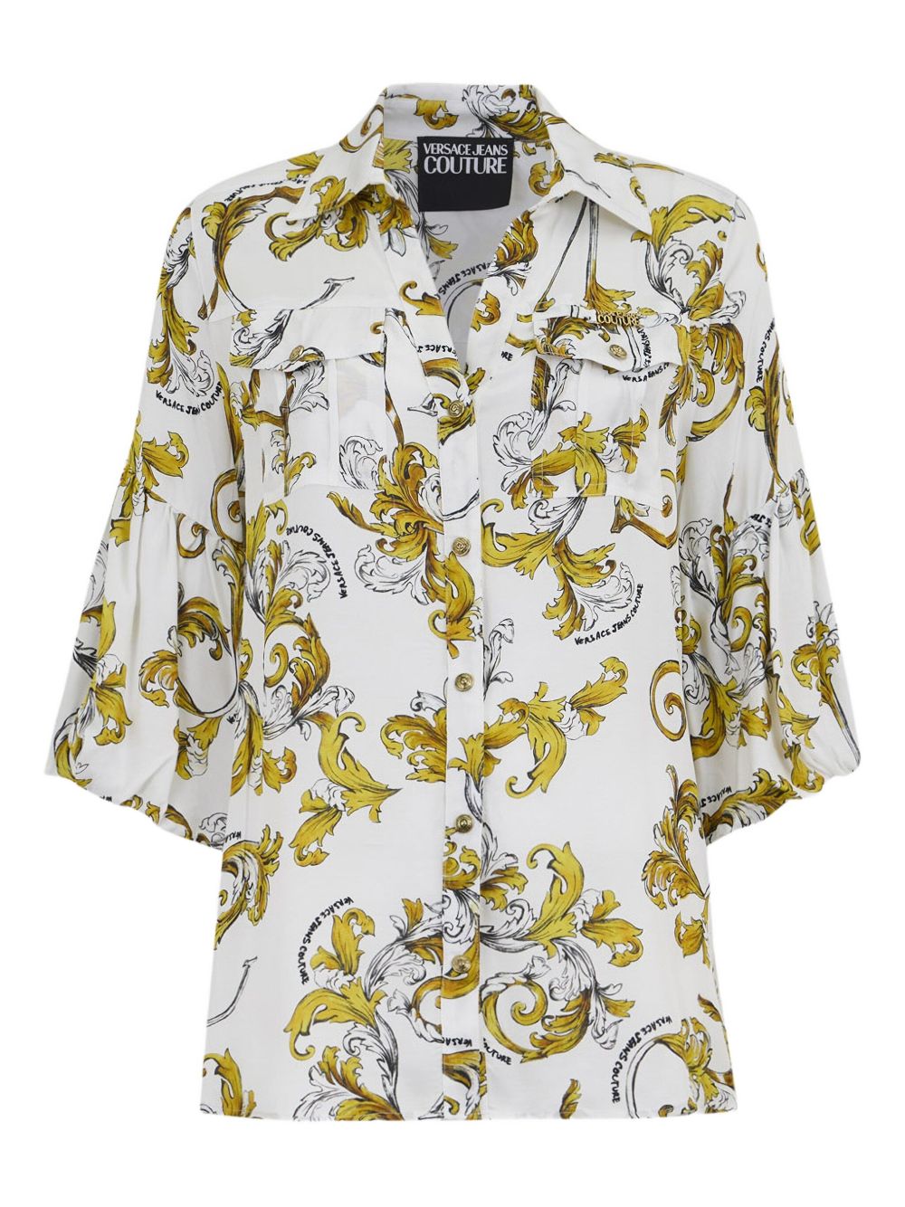 Floral-print button-up shirt - White