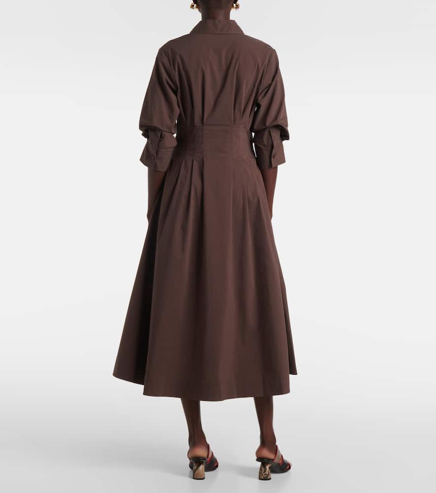 Pintuck cotton-blend midi dress