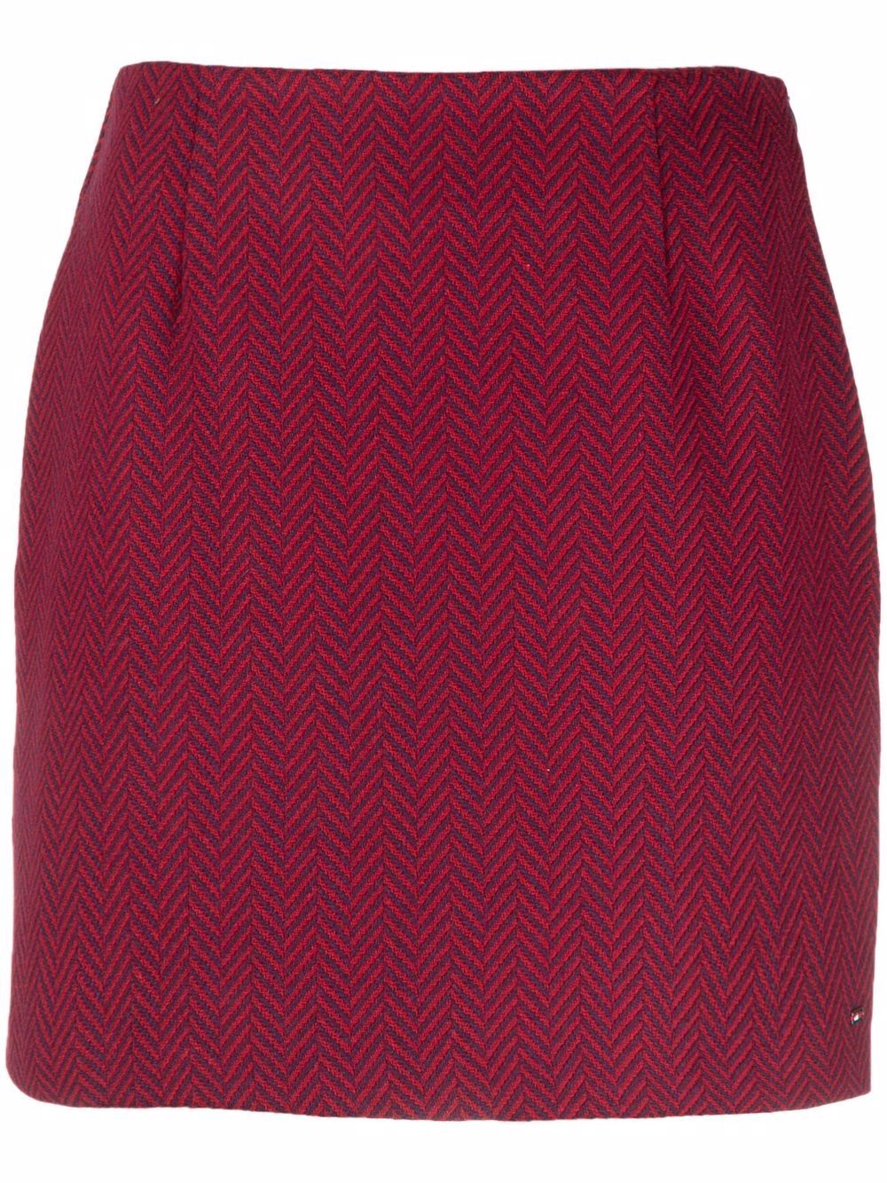 Chevron-knit mini skirt - Red