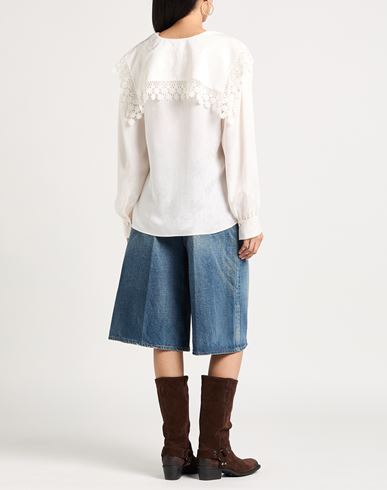 Chloé Woman Shirt Cream Size 8 Silk, Cotton, Polyester