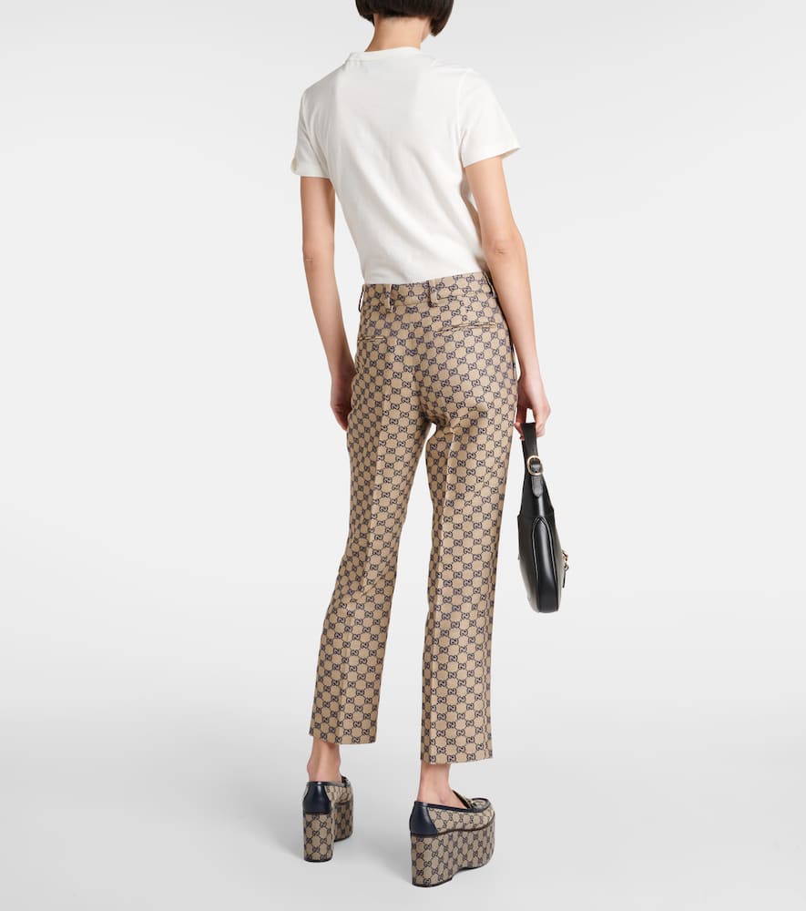 GG canvas linen-blend straight pants