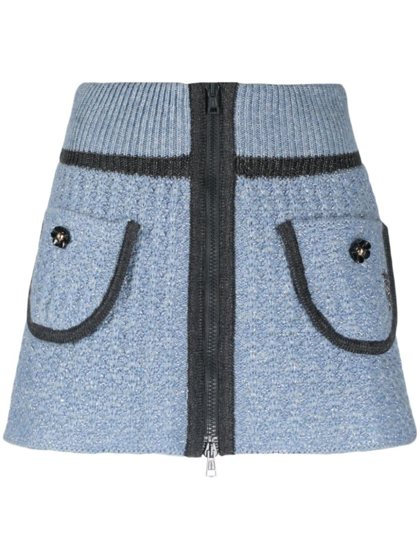 Cerulean Wool Blend Mini Skirt