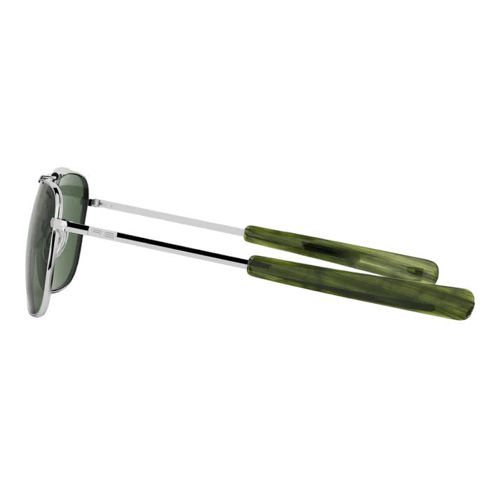 Randolph Engineering Man AT002 Bright chrome Outlet sunglasses Metal Silver Green Squared Polarized