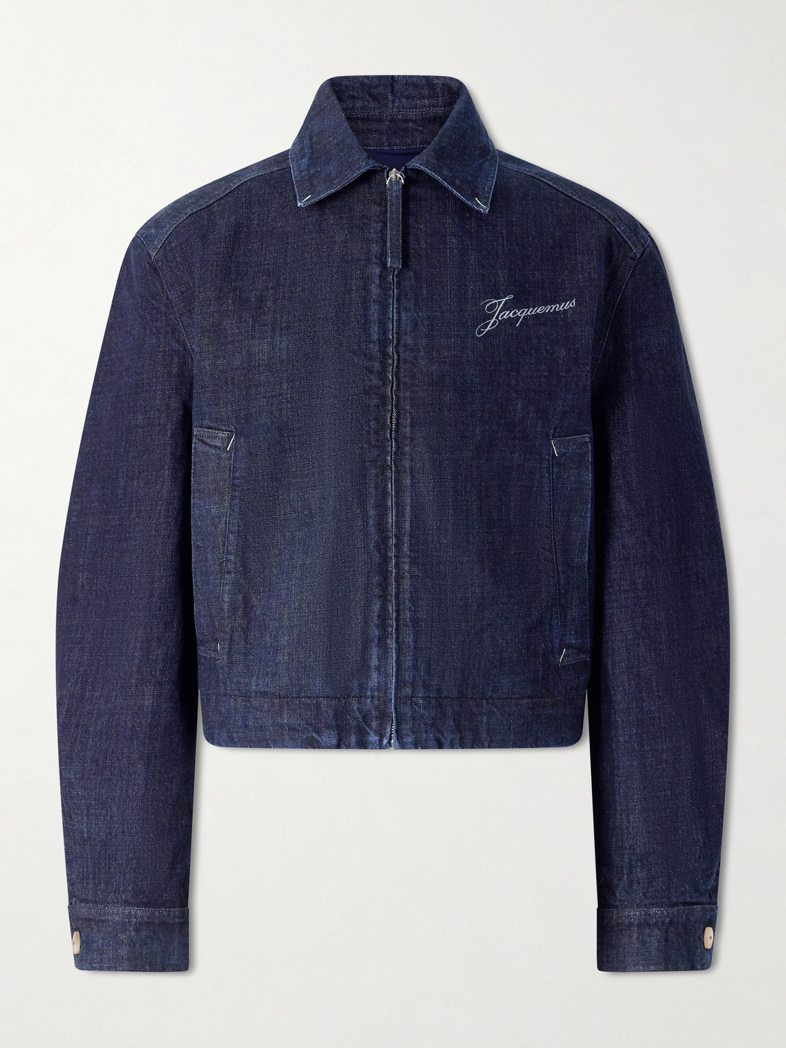 La Veste De-Nîmes Logo-Embroidered Denim Jacket - Men - Blue